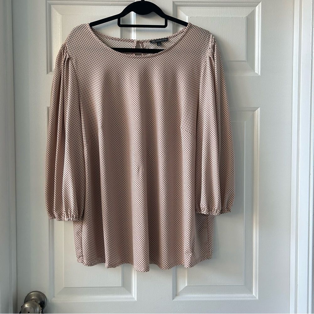 Adrianna Papell Long Sleeve Polka Dot Blouse